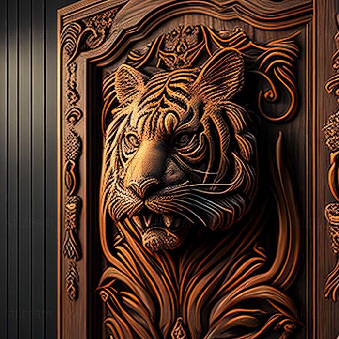 door with tiger 3D
